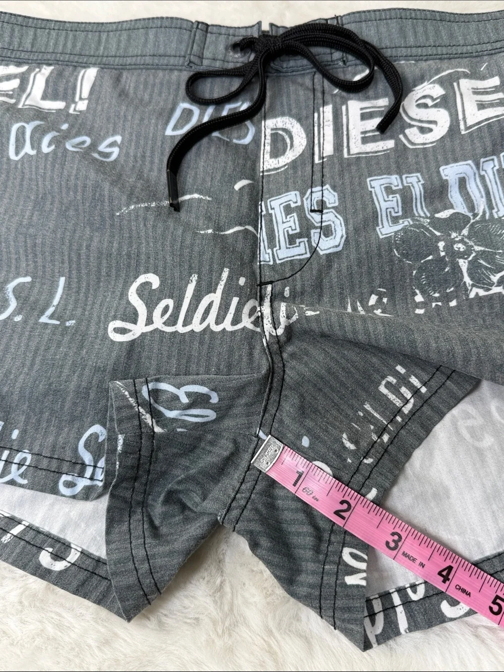 Diesel Beachwear Swim Trunks M Y2K Short Shorts Spellout Logo Euro Summer 2.5”